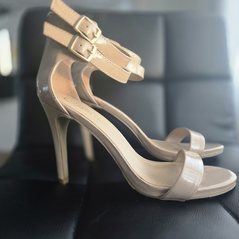 Candie's Nude Double-Strap Heels